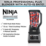 Ninja BN701 Professional Plus Blender, 1400 Peak Watts, 3 Functions for Smoothies, Frozen Drinks & Ice Cream with Auto IQ, 72-oz.* Total Crushing Pitcher & Lid, Dark Grey Ninja