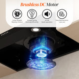 FIREGAS Black Range Hood 30 Inch Under Cabinet, Ducted/Ductless Convertible Kitchen Hood, 300 CFM, 3 Speed Exhaust Fan, Brushless DC Motor, Stove Hood Vents for Kitchen with LED Lights FIREGAS