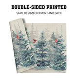 Winter Forest Tree Placemats Set of 4，Pine Tree Christmas Red Bird Heat Resistant Non Slip Place Mats Cotton Linen Tablemats for Dining Table Kitchen Decor 18 x 12 Inch Imiss