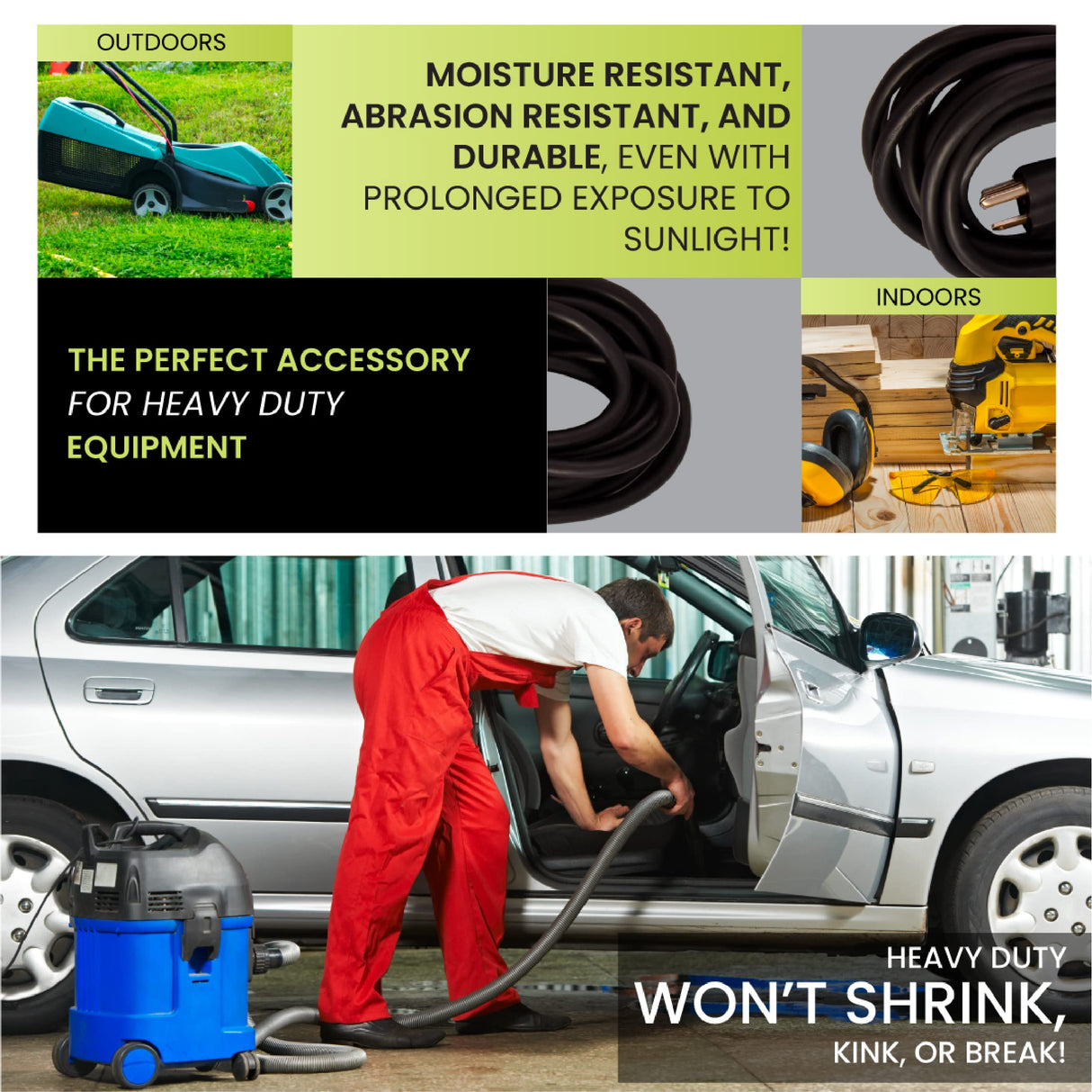 Go Green Power Inc. (GG-13800BK) 14/3 SJTW Outdoor Extension Cord, Black, 100 ft Power By GoGreen