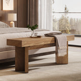 Tribesigns 47" Wooden Entryway Bench, Farmhouse Indoor End of Bed Bench, Long Table Benches Seat for Bedroom, Hallway, Foyer, End of Bed (Rustic Brown) Tribesigns