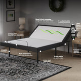 GhostBed Adjustable Bed Frame Split King 14" Cooling Memory Foam Mattress - Adjustable Electric Bed Base with Zero Gravity and Massage – Split King Adjustable Base with Mattress GhostBed
