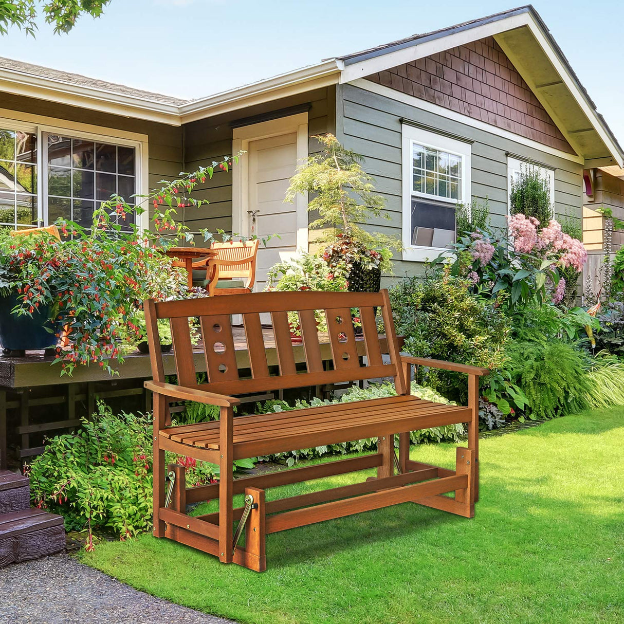 FURINNO FG17485 Tioman Outdoor Hardwood New Mexico Glider Furinno