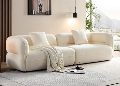HAMORESPACE 110''Modern Curved Sectional Sofa, Bread Shape Design,Upholstery Boucle Sofa Couch with Pillows,Luxury Sofa Couch for Living Room (Beige) HAMORESPACE