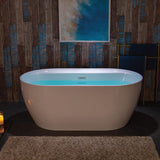 WOODBRIDGE 59" Acrylic Freestanding Bathtub Contemporary Soaking White Tub with Chrome Overflow and Drain,B0064-C WOODBRIDGE