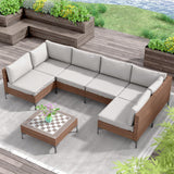 OPENAIRCOMFORT Outdoor Patio Furniture Sets, Patio Furniture Set 7 Pieces Conversation Sets, Outdoor Sectional Sofa, All-Weather PE Rattan Modular Sofa for Porch, Deck, Garden, Gray OPENAIRCOMFORT