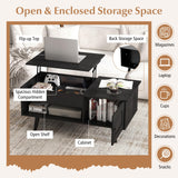 Tangkula Lift Top Coffee Table with Storage, Living Room Table with Hidden Compartment, Cabinet & Open Shelf, Flip Top Center Table, Pull up Coffee Table for Home, Office (Black) Tangkula