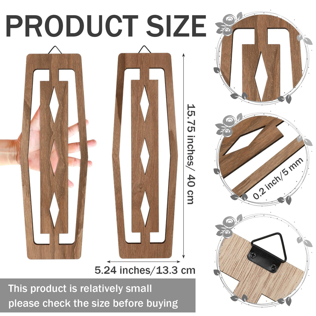 CroBlissful 2 Pcs Mid Century Wall Decor Wood Mid Century Modern Elegance Wall Accents Abstract Wall Decor Geometric Panels for Interior Wall Decor Panel Wall Art for Home Living Room (Dark Brown) CroBlissful