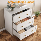 RoyalCraft Modern 3 Drawer Dresser, White and Gold Nightstand for Bedroom, Small Chest of Drawers, End Table with Storage, Wood Beside Table for Living Room, Home Office, Entryway RoyalCraft