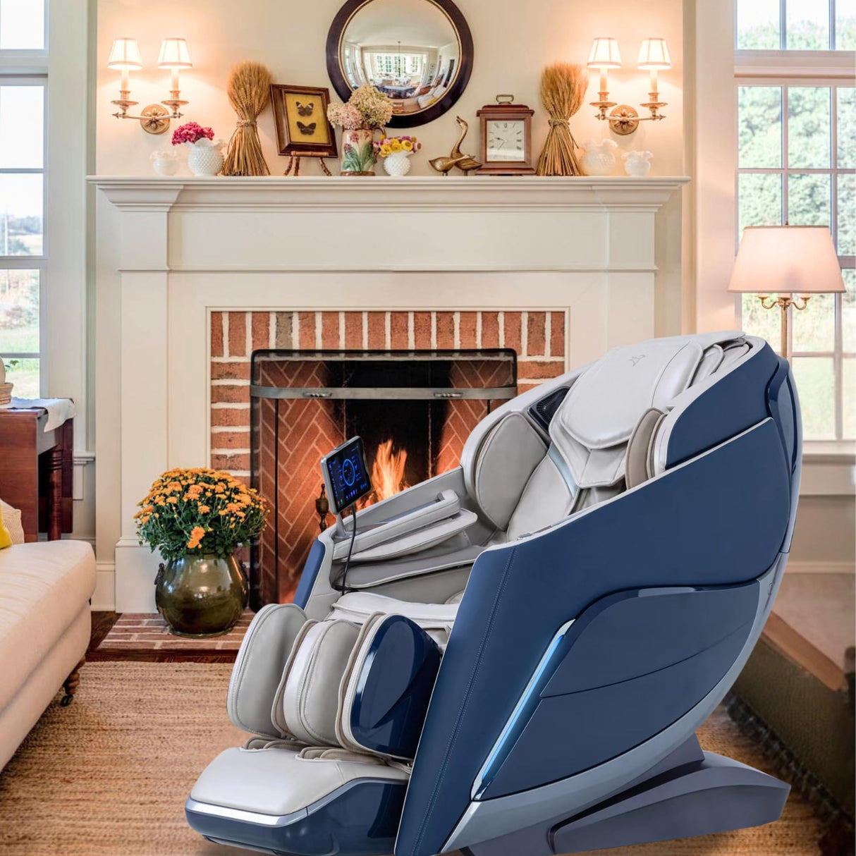 Alfine A710 Pro 4D Massage Chair iRest System, Full Body Zero Gravity Recliner with SL Track, 20 Modes, Yoga Stretching, Health Detection, APP & AI Voice Control and Auto Extendable Footrest (Blue) Alfine