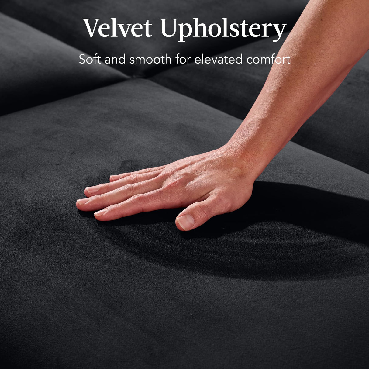 Best Choice Products 77" Mid Century Modern Velvet Loveseat Sofa, Couch, Convertible Sofa Sleeper Bed w/Real Wood, Removable Armrest - Onyx Black Best Choice Products