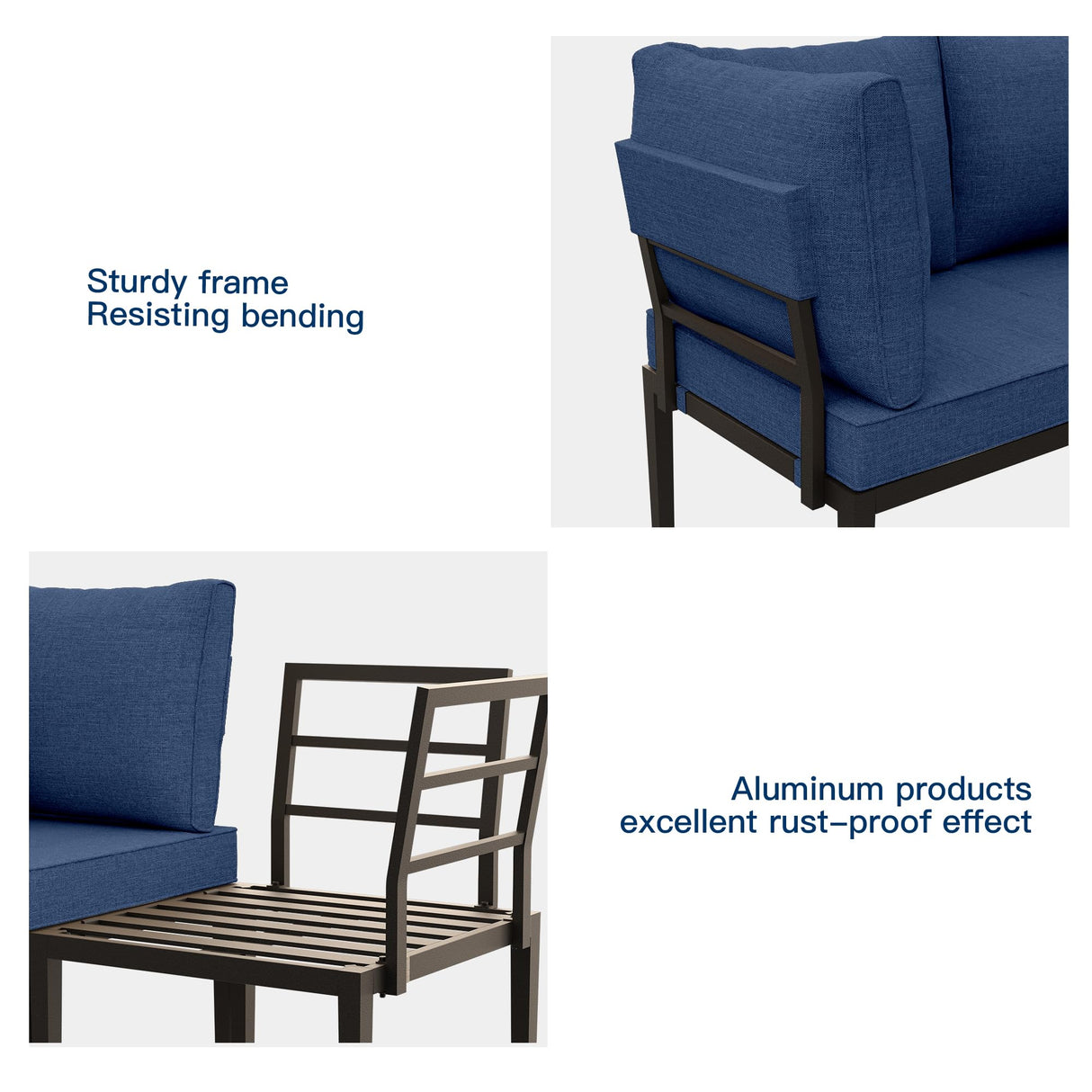 RTDTD 15 Piece Patio Furniture Set with 45" Propane Gas Fire Pit Table Metal Outdoor Patio Conversation Sectional Sofa Set with Coffee Table for Patio, Backyard, Deck(Navy) RTDTD