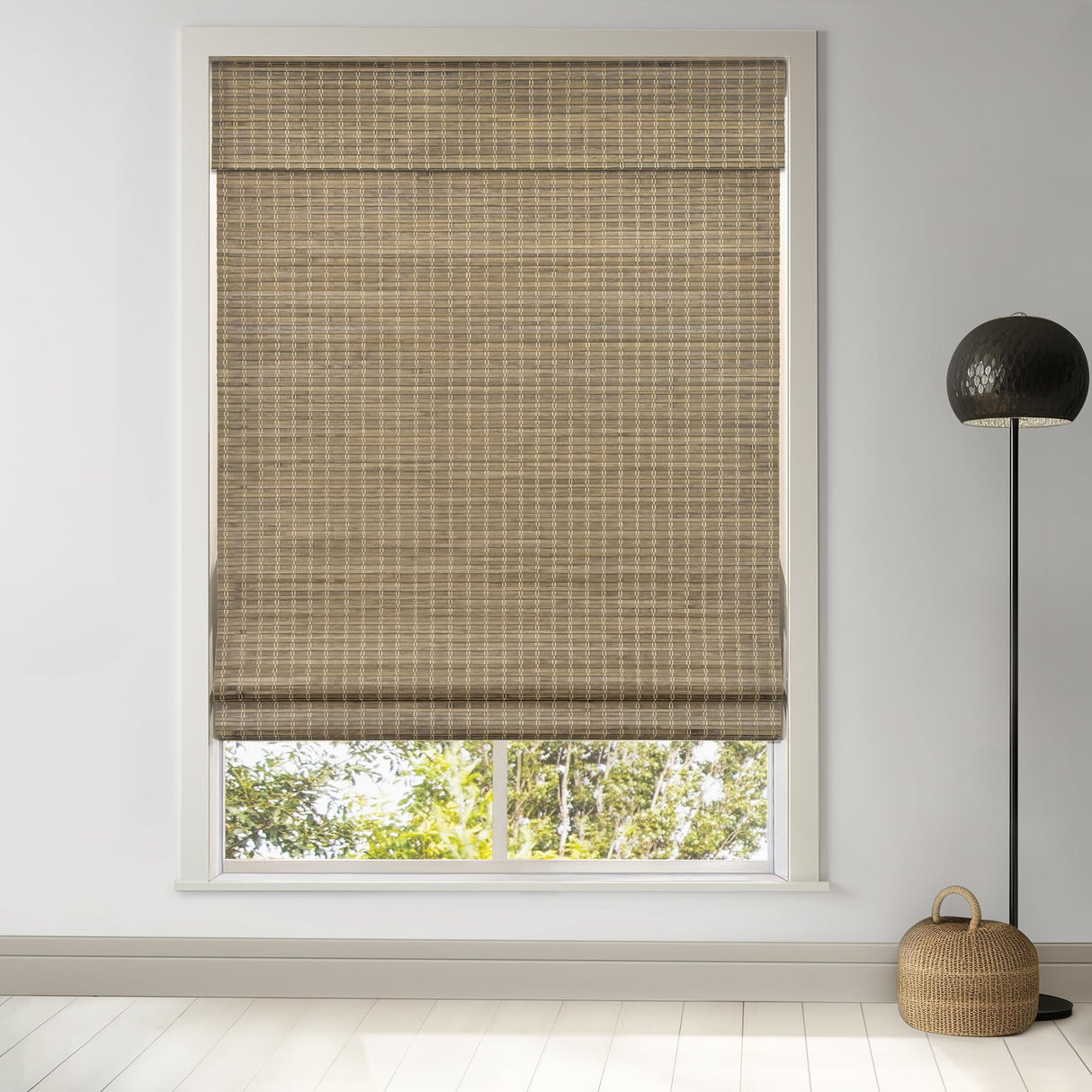 LazBlinds Driftwood Cordless Bamboo Roman Shades – Room Darkening Privacy Blinds for Windows (30.5" W x 64" H) LazBlinds