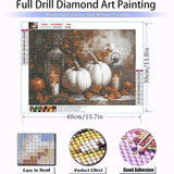 Diamond Art Kits for Adults Beginner, Autumn Pumpkin Fall Leaf DIY Modern Diamond Painting Kits 5D Diamond Dots Gem Art Crafts with Tools,Round Full Drill Crafts for Home Wall Decor&Gift-12x16in BAWKENTON