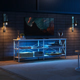 WLIVE TV Stand up to 70 Inch TV, 63" Entertainment Center with LED, TV Media Console with 3-Tier Storage Shelves for Living Room and Bedroom, White WLIVE