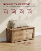 VASAGLE Storage Chest, Storage Trunk with 2 Safety Hinges, Storage Bench, Shoe Bench, Farmhouse Style, 15.7 x 39.4 x 18.1 Inches, for Entryway, Bedroom, Living Room, Honey Brown ULSB061K01 VASAGLE