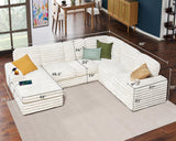 PaPaJet U Shaped Couch, 112 Inch Oversized Couch with Storage, Sectional Sofa with Cup Holders & 2 USB Ports, Faux Fur White Sofa Couch PaPaJet