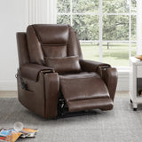 CHITA Electric Power Lift Recliner Chair for Elderly, Oversized Genuine Leather Chair with Cup Holders and USB Ports for Living Room, with Massage and Heat, Dark Brown CHITA