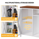 DWVO 40-50 Gallon Aquarium Stand with Power Outlets & LED Light, Cabinet for Fish Tank Accessories Storage - Metal Fish Tank Stand Suitable for Turtle Tank, Reptile Terrarium, 660LBS Capacity, White DWVO