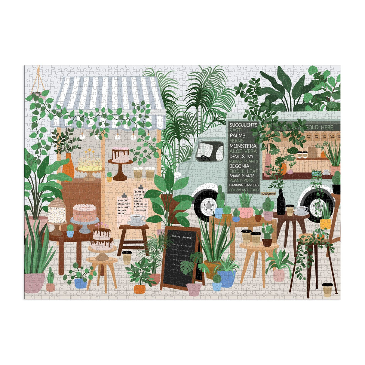 Galison Plant Cafe 1000 Piece Puzzle from Galison - 1000 Piece Botanical Puzzle for Adults, Wonderful Illustrations from Frankie Penwill, Thick and Sturdy Pieces, Great Gift Idea Galison