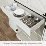 Kitchen Pantry Storage Cabinet,72" Freestanding Cupboard with 4 Barn Doors,Drawer and Adjustable Shelves,Wood Food Pantry for Kitchen, Dining Room, Bathroom,White Vipbear