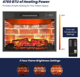 Naice 44" Electric Fireplace Mantel, Farmhouse TV Stand with Electric Fireplace Heater, Stacked Stone Surround and Remote Control 3D Realistic Flame, White Fireplace for Living Room Bedroom Naice