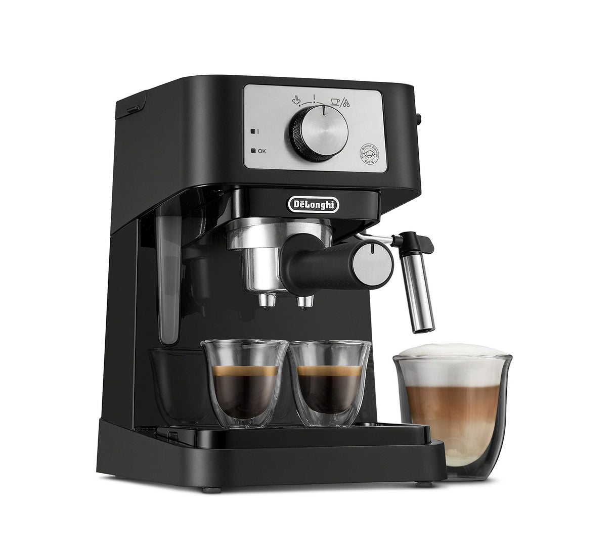 De'Longhi Stilosa Manual Espresso Machine, Latte & Cappuccino Maker, 15 Bar Pump Pressure + Milk Frother Steam Wand, Black / Stainless, EC260BK, 13.5 x 8.07 x 11.22 inches De'Longhi