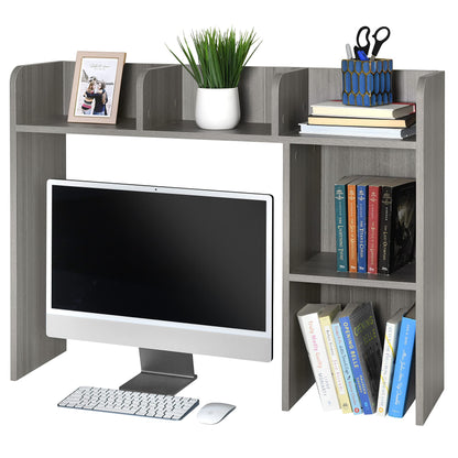 Sturdy and Elegant Grey Wood Desktop Bookshelf Organizer by GlossyEnd - WoodArtSupply