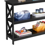 Yaheetech Modern 3-Tier Black Console Table with Storage Shelves Yaheetech