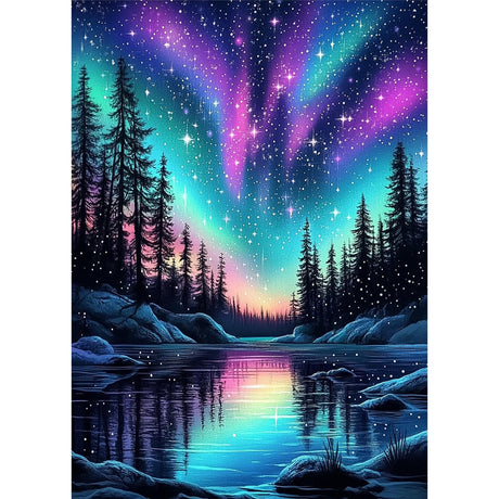 MAXBYE Diamond Paintings of Colorful Northern Lights, Diamond Art Kits for Adults, 5D Celestial Aurora Borealis Diamond Art Kits, Diamond Art for Home Décor Items,and Extra 30% Diamonds, 12x16in MAXBYE