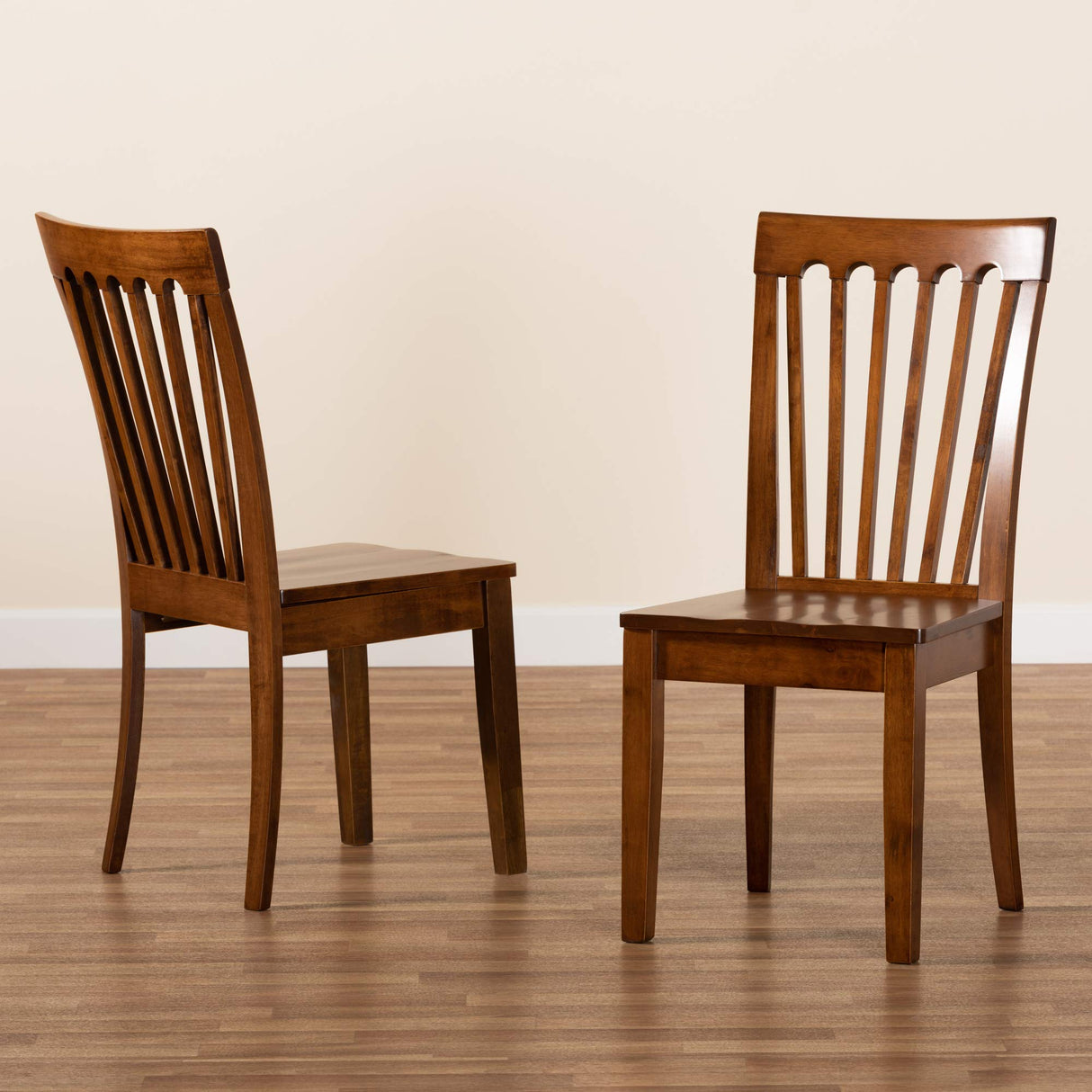 Baxton Studio Minette Dining Chair and Dining Chair Transitional Walnut Brown Finished Wood 2-Piece Dining Chair Set Baxton Studio