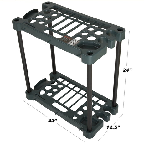 Garden Tool Organizer - 23-Inch Utility Rack Holds up to 30 Yard Tools to Maximize Floor Space - Garage Storage and Organizers by Stalwart (Green) Stalwart