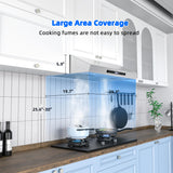 FIREGAS Range Hood 30 Inch Under Cabinet, 450 CFM Ducted/Ductless Kitchen Hood with 3 Speed Fan, Stove Hood Vent with Gesture and Touch Control, Delay Function and LED Lights, Charcoal Filter FIREGAS