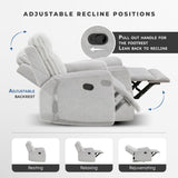 Lexicon Modern Recliner Chair for Living Room, Manual Wall Hugger Textured Microfiber Reclining Chair, Plush Corduroy Channel Seat Back, Manual Recliner, Light Gray Lexicon