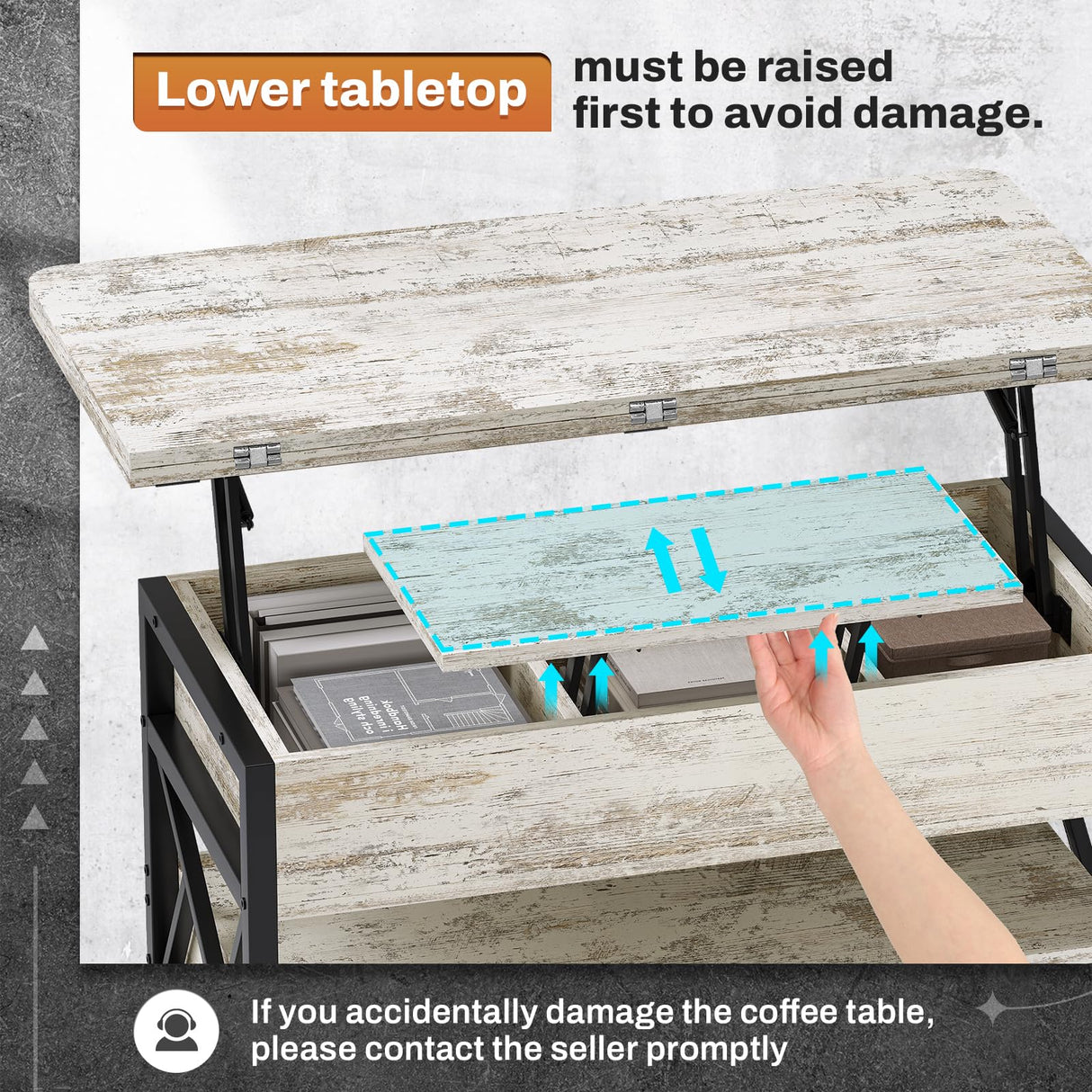 Itaar 40" Lift Top Coffee Table, 4 in 1 White Coffee Tables with Storage for Living Room, Small Coffee Table with 2 Drawers & LED Light for Dining Room, White Itaar