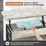 Itaar 40" Lift Top Coffee Table, 4 in 1 White Coffee Tables with Storage for Living Room, Small Coffee Table with 2 Drawers & LED Light for Dining Room, White Itaar