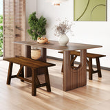 Giantex 38" Wooden Dining Bench, Farmhouse Entryway Bench with Rubber Wood Frame, 400 LBS Capacity, Shoe Rack Benchs, Narrow End of Bed Seat for Kitchen, Living Room, Bedroom, Hallway, Brown (1) Giantex