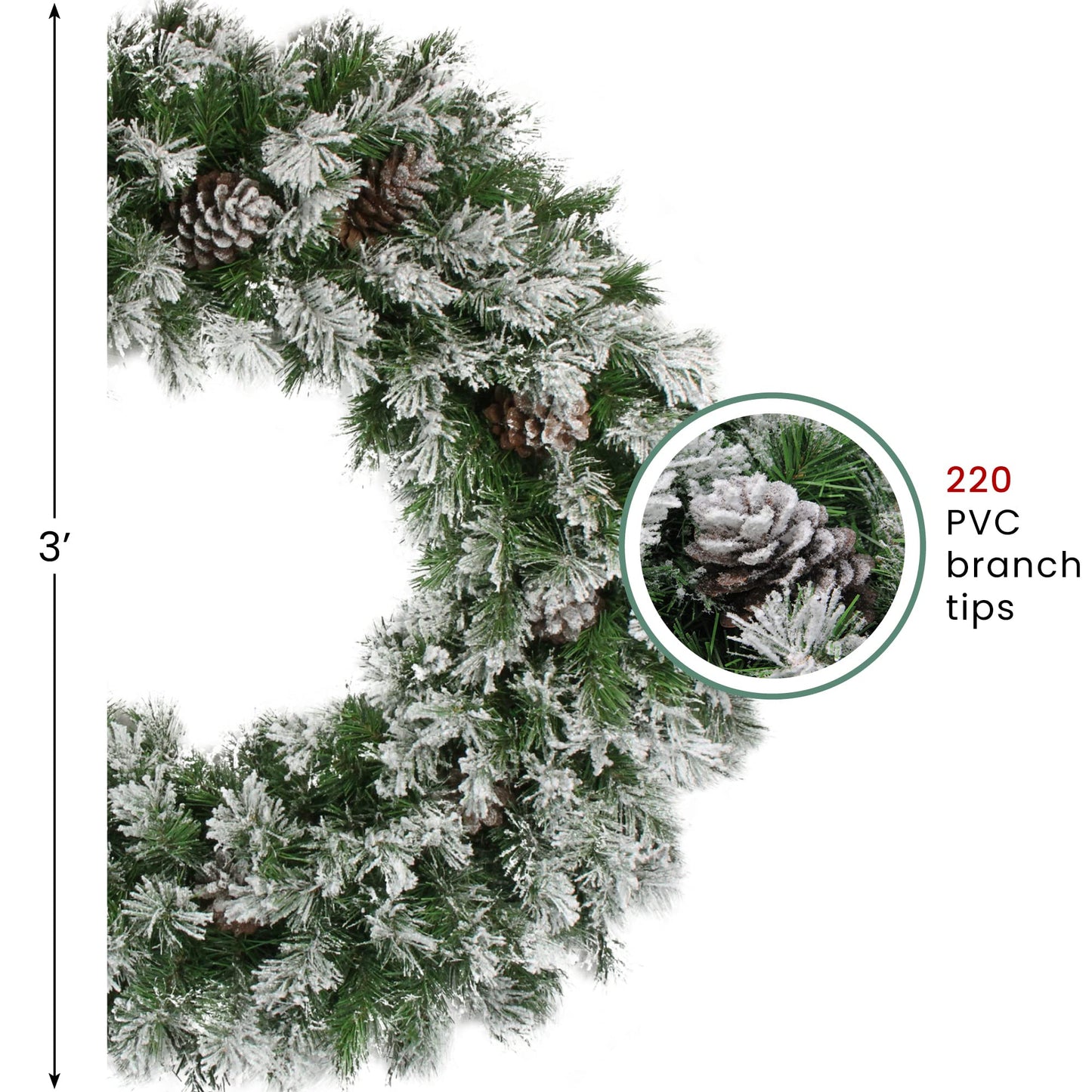 Northlight Snowy Flocked Angel Pine with Pine Cones Artificial Christmas Wreath - 36" - Unlit