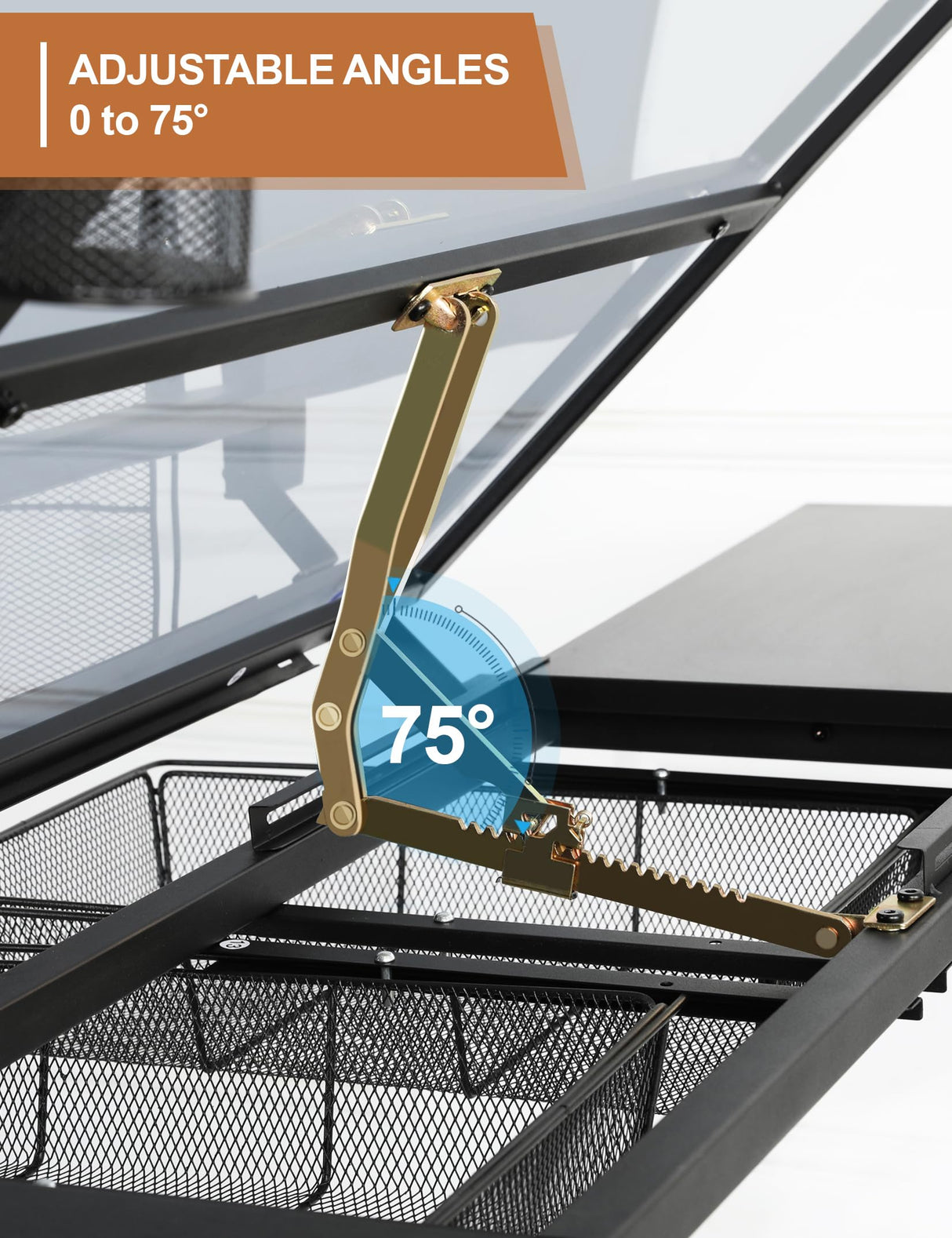 Msaleen Upgraded Glass Drafting Table Desk – Adjustable Height Adjustable Drawing Desk Craft Work for Artists and Designers (Black, 29.52''- 41.33'' H) Msaleen