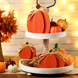 Ferraycle 3 Pcs Thanksgiving Pumpkin Decor Fall Decor Autumn Farmhouse Sign Rustic Tiered Tray Decorations Table Centerpieces Standing Wooden Block Sign for Halloween Home Kitchen Ferraycle
