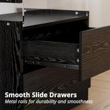 IRONCK Night Stand, LED Nightstand with 3 Drawers, Modern Bedside Table with Storage, End Table for Bedroom, Black IRONCK