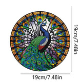 LYENYI 5D Peacock Diamond Painting Kits Hanging Pendants Wall Art Colored Imitation Glass Art Point Drill Crystal Diamond Arts Window Pendants Home Garden Wall Door Birthday Festival Gifts LYENYI