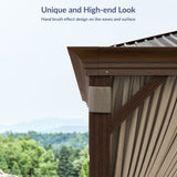 BELLEZE 12 x 16ft Hardtop Gazebo, Widen Pole Outdoor Canopy, Aluminium Frame Galvanized Steel Double Roof Waterproof Gazebo Tent with Nettings and Curtains for Patio, Backyard, Deck, Lawns, Garden BELLEZE