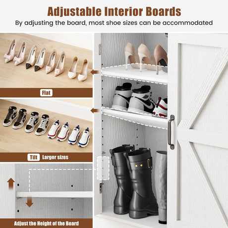 ALLSTAND 6-Tier Shoe Cabinet with Doors, Entryway Shoe Rack Shoe Storage Cabinet with Adjustable Shelves & Anti-tip Fitting, Farmhouse Shoe Cabinet Storage for Entryway, Living Room, Closet ALLSTAND
