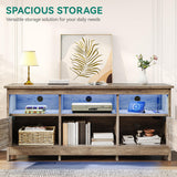 YITAHOME TV Stand for 65 Inch TVs, Entertainment Center with Storage Cabinets, Power Outlet & LED Light, Media Console Living Room Furniture, Washed Gray YITAHOME