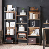 VASAGLE Industrial 5-Tier Bookcase with 14 Shelves in Rustic Brown and Black VASAGLE