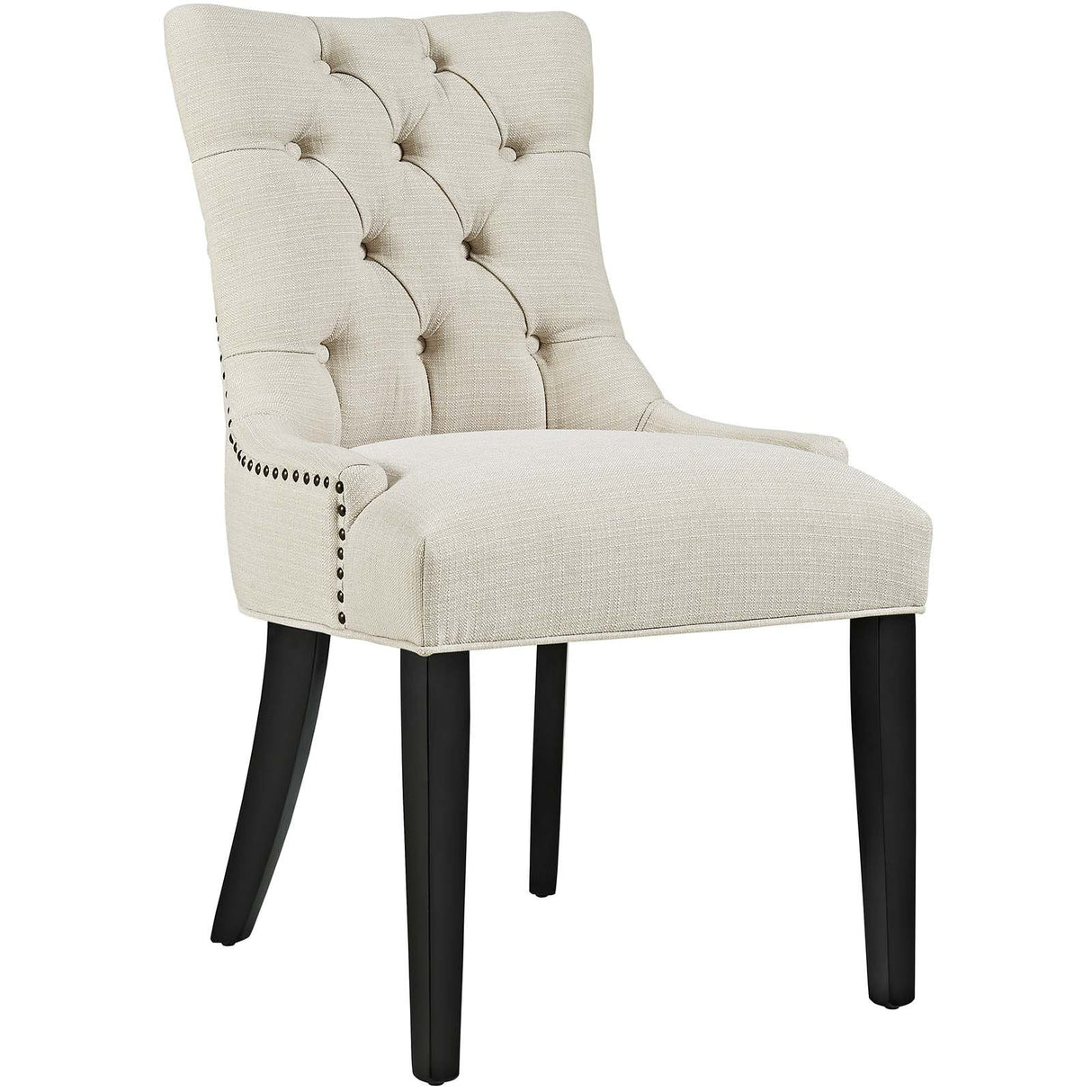 Modway Regent Modern Elegant Button-Tufted Upholstered Fabric with Nailhead Trim, Dining Side Chair, Beige Modway