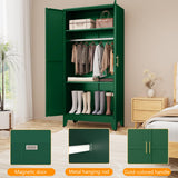 RISTERN Metal Armoire Wardrobe Closet with Hanging Rod, Clothing Storage Cabinet with Adjustable Shelves for Laundry Room, Bedroom, Home Office, Bathroom, 71" Green RISTERN