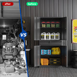 BYNSOE Metal Storage Cabinet with Locking Metal Garage Cabinet with Adjustable Shelves Tool Storage Cabinet with 1drawer Steel Locker Cabinet for Home Garage (Black-71 0 Caster) BYNSOE