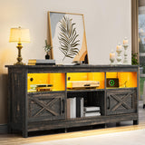 YITAHOME TV Stand for 65 Inch TVs, Entertainment Center with Storage Cabinets, Power Outlet & LED Light, Media Console Living Room Furniture, Dark Rustic Oak YITAHOME